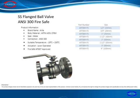 CF8M 2Pce Fire Safe Ball Valve ANSI 300 UNIMECH Asia Pacific