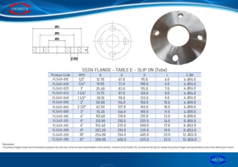 SS316 Flange TE Slip On (Tube) - UNIMECH (Asia Pacific)